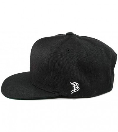Baseball Caps USA 'Midnight Glory' Dark Leather Patch Classic Snapback Hat - One Size Fits All - Black - C6192E0MNR2
