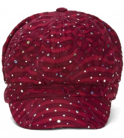 Newsboy Caps Women's Glitter Sequin Trim Newsboy Style Relaxed Fit Hat Cap - Wine - CQ184INYT2Y