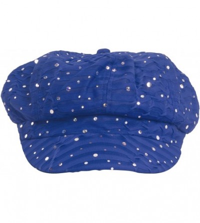 Newsboy Caps Glitter Sequin Trim Newsboy Style Relaxed Fit Cap - Royal Blue - C111993S6Y3