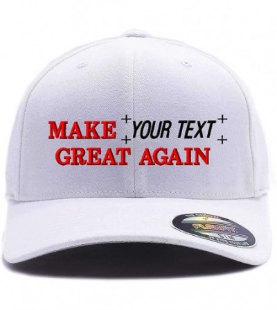 Skullies & Beanies Make Your Text Great Again. Embroidered. 6277 Wooly Combed Twill Flexfit Cap - White - CZ18K2XNZD5