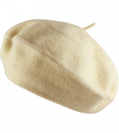 Berets Women's Wool Beret Warm Winter Hat - Ivory - CM11RSG4YYJ