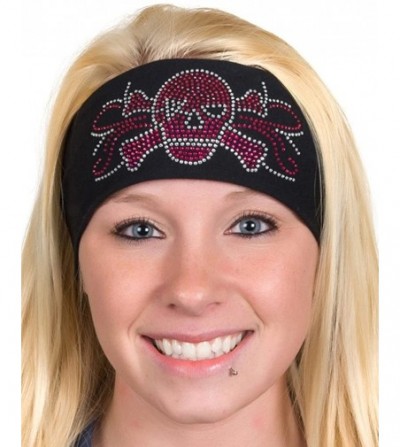 Headbands Doo Rag - Womens Wide Headbands - Biker Chick Hair Bandana - Skull - Pink - CZ11IH39RQH