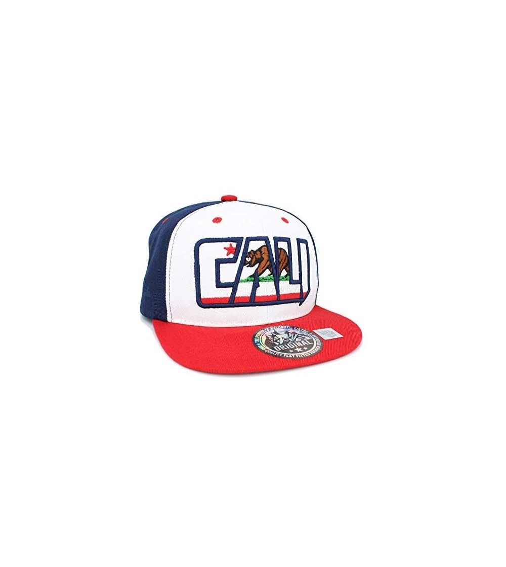 Baseball Caps Embroidered CALI Bear in CALI with California MAP Snapback Cap - Navy/White/Red - CN18M3TMTGD