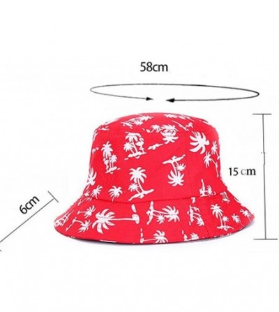 Bucket Hats Tropical Coconut Palm Tree Printed Bucket Hat Beach Vocation Sunhat Cap - Red - CY17XE68MWN