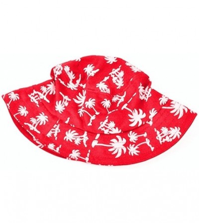 Bucket Hats Tropical Coconut Palm Tree Printed Bucket Hat Beach Vocation Sunhat Cap - Red - CY17XE68MWN