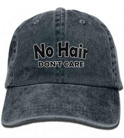 Skullies & Beanies Mens/Womens No Hair Don't Care Funny Denim Hat Trucker Cap Cotton Black - Navy - CH18CSH4L93