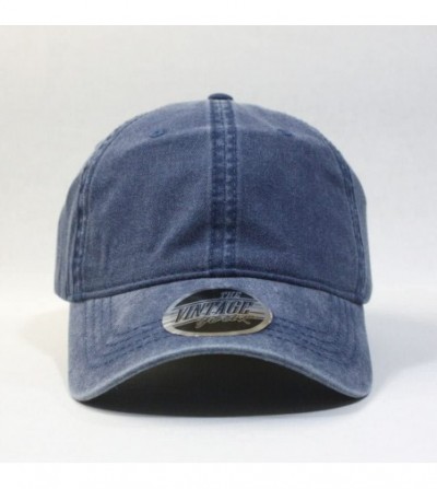 Baseball Caps Vintage Washed Dyed Cotton Twill Low Profile Adjustable Baseball Cap - Tp Navy - CF12MY13TAX