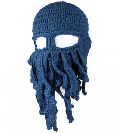 Skullies & Beanies Men's Head Barbarian Vagabond Beanie Original Foldaway Beard Octopus Pirate Hats Bearded Caps - Blue - CV1...