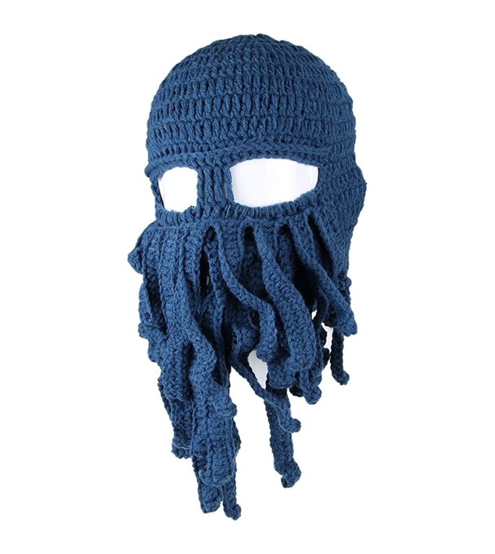 Skullies & Beanies Men's Head Barbarian Vagabond Beanie Original Foldaway Beard Octopus Pirate Hats Bearded Caps - Blue - CV1...
