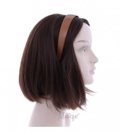Headbands Light Brown 1 Inch Wide Leather Like Headband Solid Hair band for Women and Girls - Light Brown - CB185N26AG2