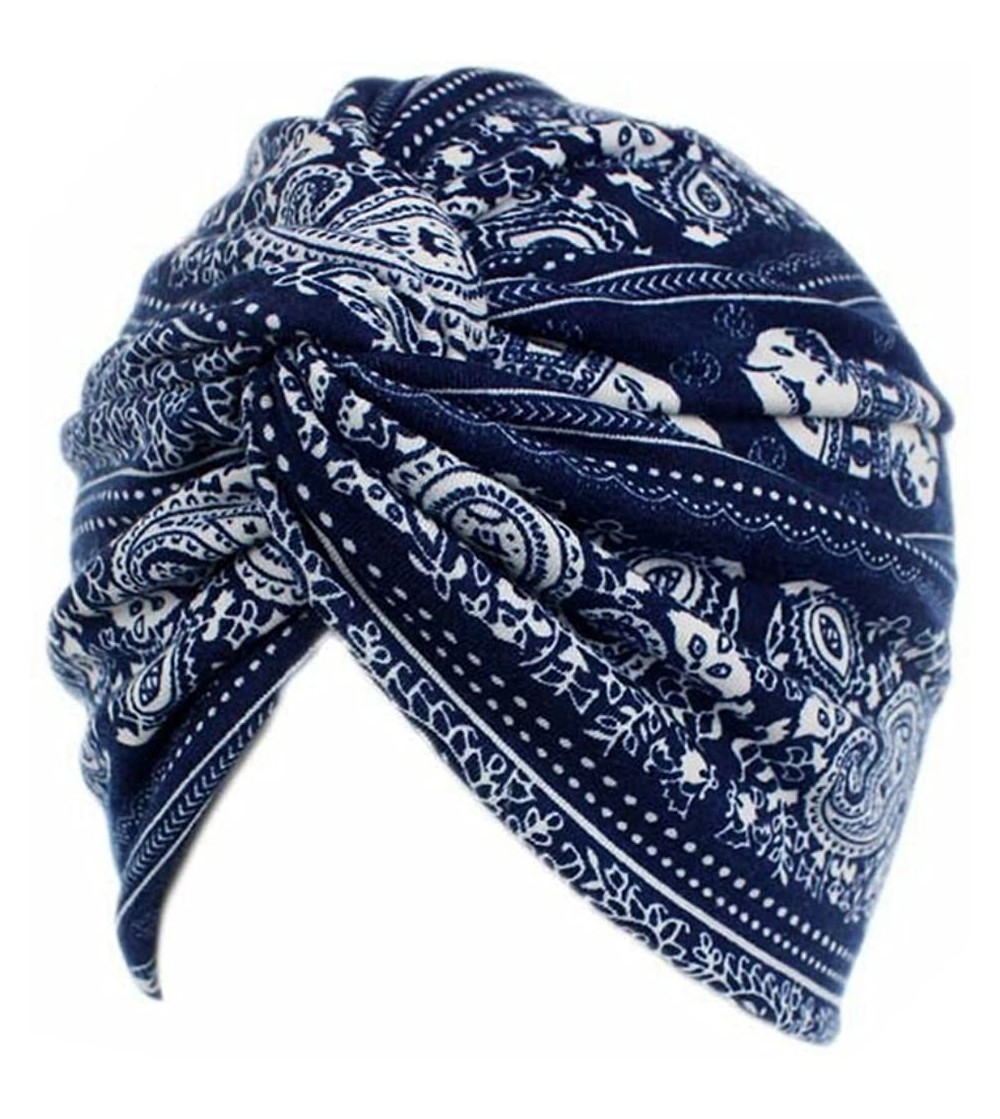 Skullies & Beanies Chemo Caps for Women Cotton- Soft Printed Beanie Sleep Turban Hat Headwear for Cancer Patients - Navy Blue...