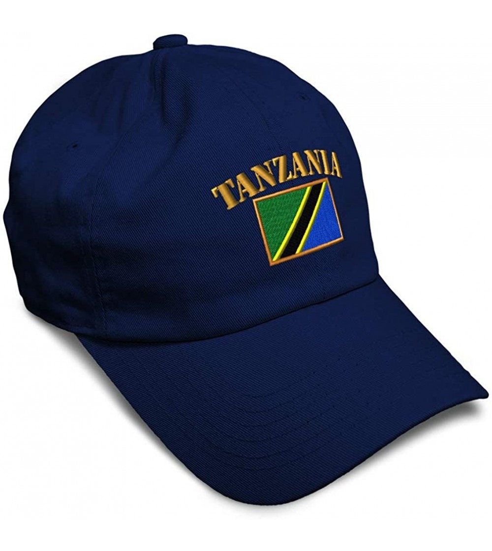 Baseball Caps Soft Baseball Cap Tanzania Flag Embroidery Twill Cotton Dad Hats for Men & Women - Navy - CB18YSXZE82