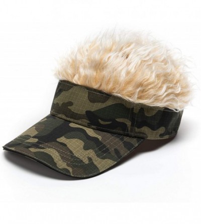 Visors Flair Hair Visor Sun Cap Wig Peaked Adjustable Baseball Hat with Spiked Hairs - Green Caflg - C1193UYS0YU