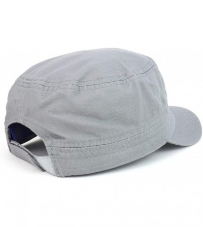 Baseball Caps Plain Castro Flat Top Style Army Cap with Pocket - Grey - CZ18OIGOC2L