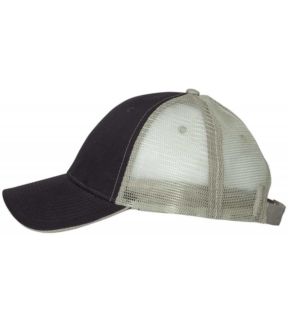 Baseball Caps Cotton Twill Trucker Cap with Mesh Back and A Sleek Trim On Front of Bill-Unisex - Navy/Grey - CT12I54XEQB