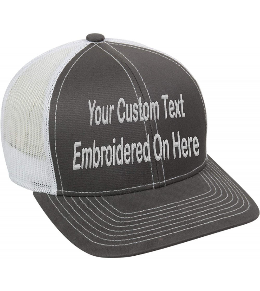 Baseball Caps Custom Trucker Mesh Back Hat Embroidered Your Own Text Curved Bill Outdoorcap - Charcoal/White - CS18K5DAWTY