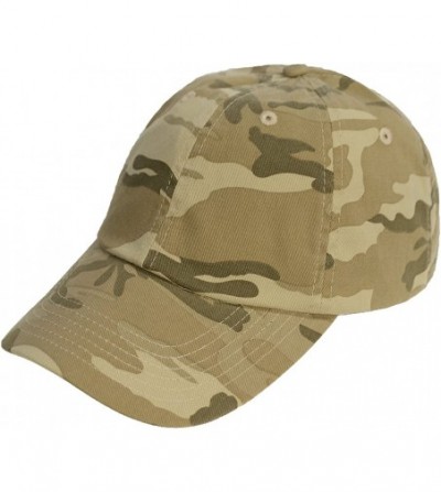 Baseball Caps Bio-Washed Unstructured Cotton Adjustable Low Profile Strapback Cap - Tan Camo - C012F50MH1L