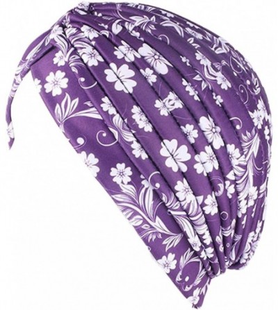 Skullies & Beanies Women Turban Hat Hair Wrap African Jersey Magic Headband Turbans Headwrap Bohemian Boho Chemo Cap - Purple...