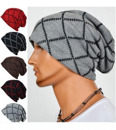 Skullies & Beanies Mens Women's Outdoor Warm Knit Skiing Slouchy Baggy Skull Beanie Hat Cap - Black - CM128OYGQRL