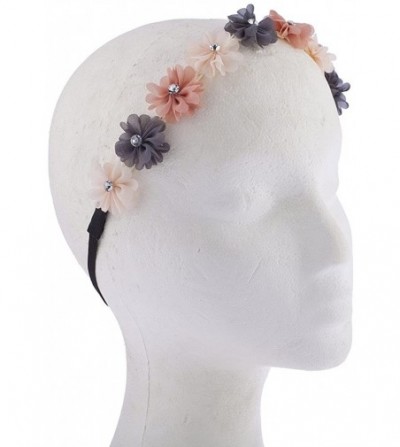 Headbands Black Faux Ivory Grey Crystal Stone Floral Elastic Headwrap Headband - Purple Pastel - C5187GDAIAO