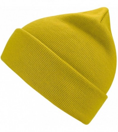 Skullies & Beanies Beanie Hat for Women and Men - Winter Warm Knit Hats Unisex Plain Thick Skull Cap - Mustard Yellow - CW18W...