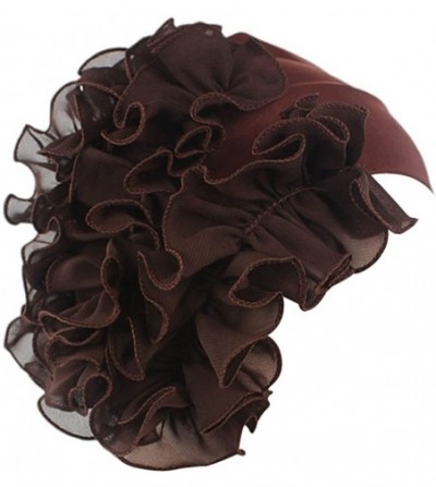 Headbands Womens Wrap Cap Flower Chemo Hat Beanie Scarf Turban Headband - Coffee - CY18INS0QWI