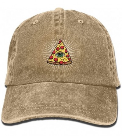 Skullies & Beanies Illuminati Pizza All Seeing Eye Food Pyramide Adult Sport Adjustable Baseball Cap Cowboy Hat - Natural - C...