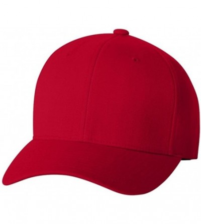 Baseball Caps Flexfit Fitted Mid-Profile Structured Wool Cap (Red- Small/Medium) - C61191ZH415