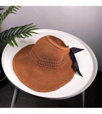 Sun Hats Womens Floppy Summer Sun Beach Hat UPF50 Foldable Wide Brim Straw Hat with Bowknot - F - C918SM30SIO