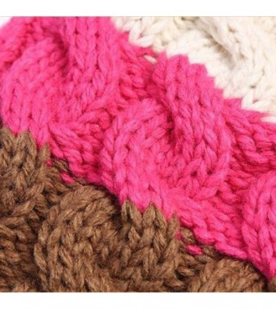 Skullies & Beanies Women Ladies Winter Hats Knit Warm Hat Conjoined Cap Hat Set - Pink - CA18KKU2ZUA