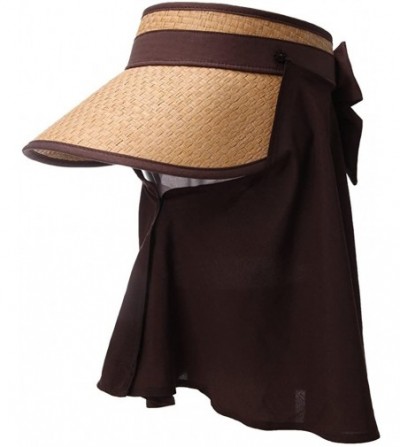 Visors Rollup Straw Sun Visor Foldable Wide Brim Travel Hat Freesize Ponytail Fashion - 89044_khaki - CH17YK78ZSS