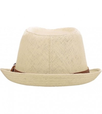 Fedoras Men/Women's Hiking Camping Straw Fedora Hat w/PU Leather Belt - Natural - CB18CRG0D0O