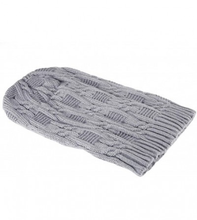 Skullies & Beanies Unisex Trendy Beanie Warm Oversized Chunky Cable Knit Slouchy Woolen Hat - Light Gray - CM12N2W8W3W