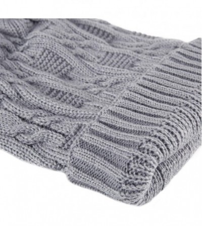 Skullies & Beanies Unisex Trendy Beanie Warm Oversized Chunky Cable Knit Slouchy Woolen Hat - Light Gray - CM12N2W8W3W
