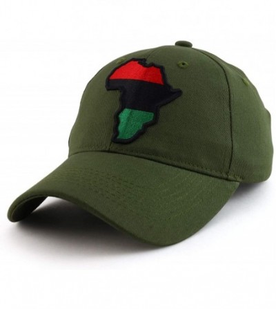 Baseball Caps Red Black Green Africa Map Embroidered Structured Baseball Cap - Olive - CW192WX269G
