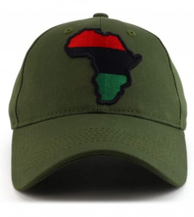 Baseball Caps Red Black Green Africa Map Embroidered Structured Baseball Cap - Olive - CW192WX269G