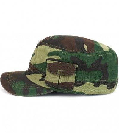Baseball Caps Plain Castro Flat Top Style Army Cap with Pocket - Camo - CF18OI84RQW