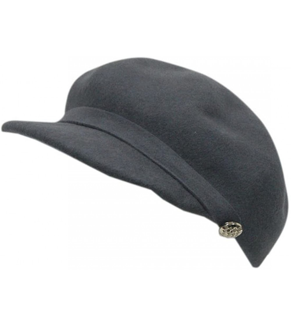 Berets Womens French Artist Painter Newsboy Flat Solid Cap with Short Brim - Gray 2 - C7186YHRS66