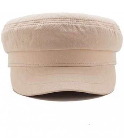 Newsboy Caps Women Newsboy Hat Cotton 8 Panel Plain Cap Berets Gatsby Visor for Spring Summer Autumn - Beige - CQ18W7H34K4