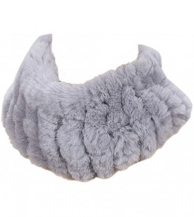 Cold Weather Headbands Rabbit Fur Headband - Winter Knit Neck Warmer Real Fur Headbands Women Scarf Muffler - Gray - C518HHZSS5I