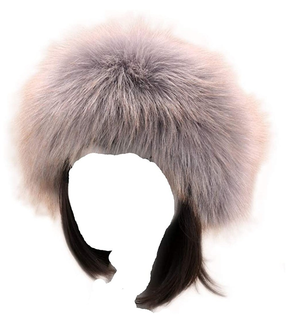 Cold Weather Headbands Women's Faux Fur Headband Soft Winter Cossack Russion Style Hat Cap - Silver Grey - CB18L8IA5OI