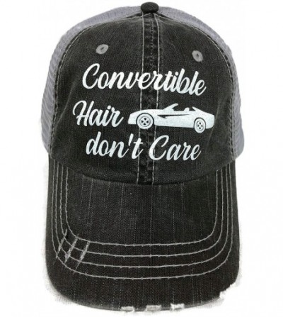 Baseball Caps White Glitter Convertible Hair Don't Care Distressed Look Grey Trucker Cap Hat - CK17Z3IYIGU