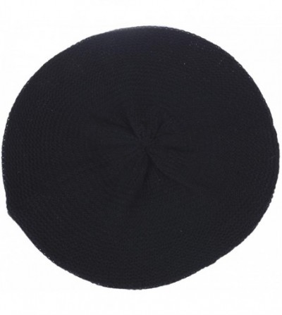 Berets JTL Beret Beanie Hat for Women Fashion Light Weight Knit Solid Color - 2pcs-pack Beige and Black - CV18QDYON0Q