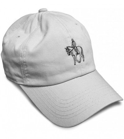 Baseball Caps Custom Soft Baseball Cap Equestrian Outline Embroidery Dad Hats for Men & Women - White - CX18SIMY5DE