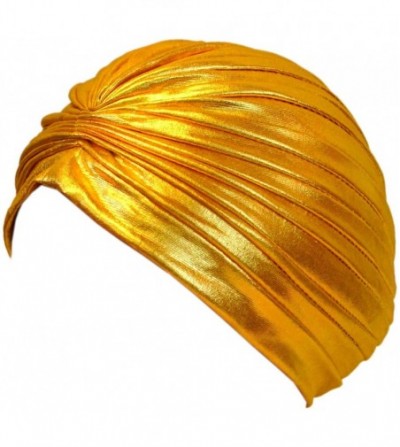 Headbands Beautiful Metallic Turban-style Head Wrap - Solid Deep Gold - CH184W5T49K