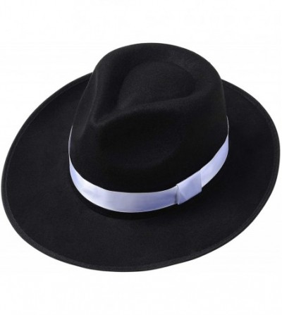 Fedoras 1920s Gatsby Panama Fedora Hat Cap for Men Gatsby Hat for Men 1920s Mens Gatsby Costume Accessories - Black - CF18EL8...