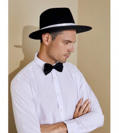 Fedoras 1920s Gatsby Panama Fedora Hat Cap for Men Gatsby Hat for Men 1920s Mens Gatsby Costume Accessories - Black - CF18EL8...