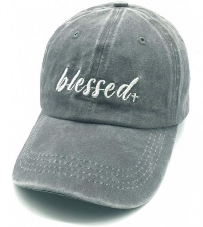 Baseball Caps Women's Embroidered Blessed Adjustable Distressed Dad Hat Faith Thankful Baseball Cap - Gray - CM18RDSRQ0S