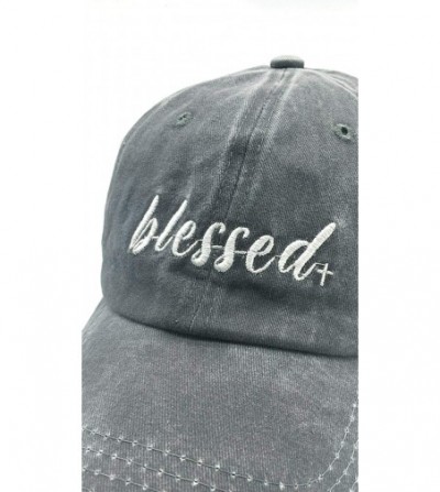 Baseball Caps Women's Embroidered Blessed Adjustable Distressed Dad Hat Faith Thankful Baseball Cap - Gray - CM18RDSRQ0S