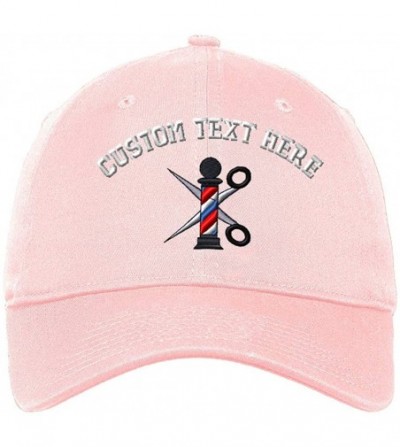 Baseball Caps Custom Soft Baseball Cap Barber Pole Scissors Embroidery Twill Cotton - Soft Pink - CS18SKR8ZS4